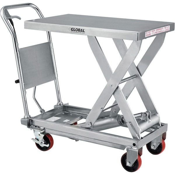 Global Industrial 19-3/4 x 32 Stainless Steel Mobile Scissor Lift Table, 1000 Lb. Cap. 989011 - main